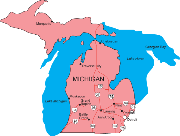 Image result for a map of Michigan