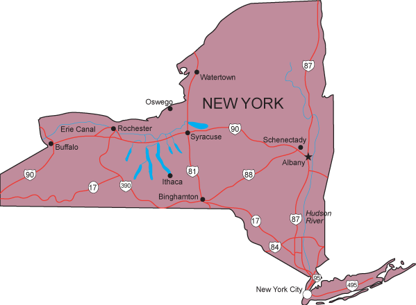 Geographical map of new york