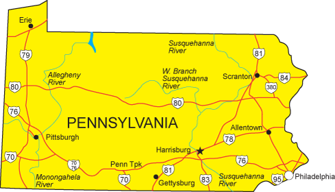pa map. Click any of these state map links to view simple state maps and