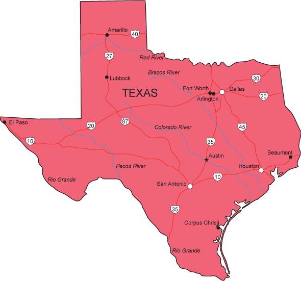 a map of texas state. Click any of these state map
