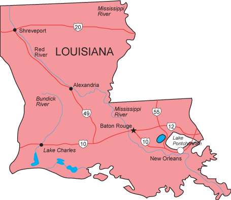 Map of Louisiana  Louisiana map, Louisiana, Louisiana state map