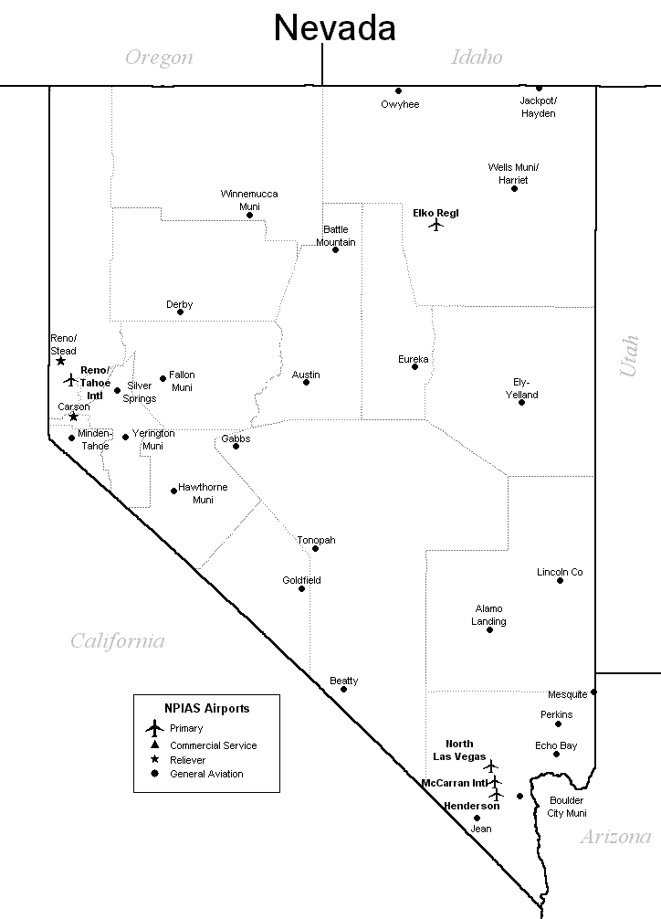 Nevada airport map